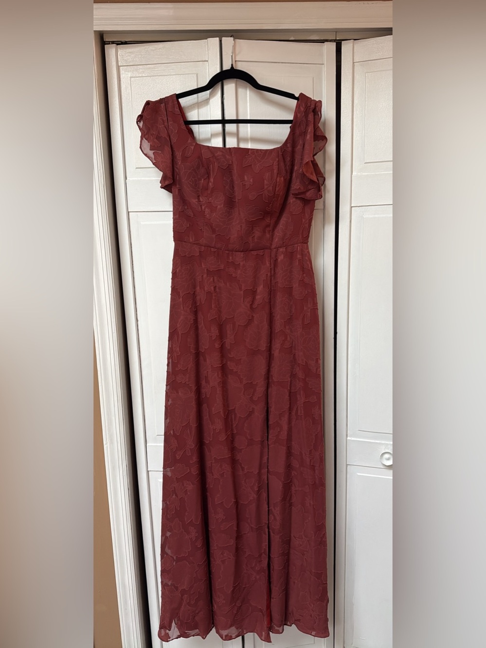 Bridgerton Vibes Square-Neck Maxi Dress in Deep Wine